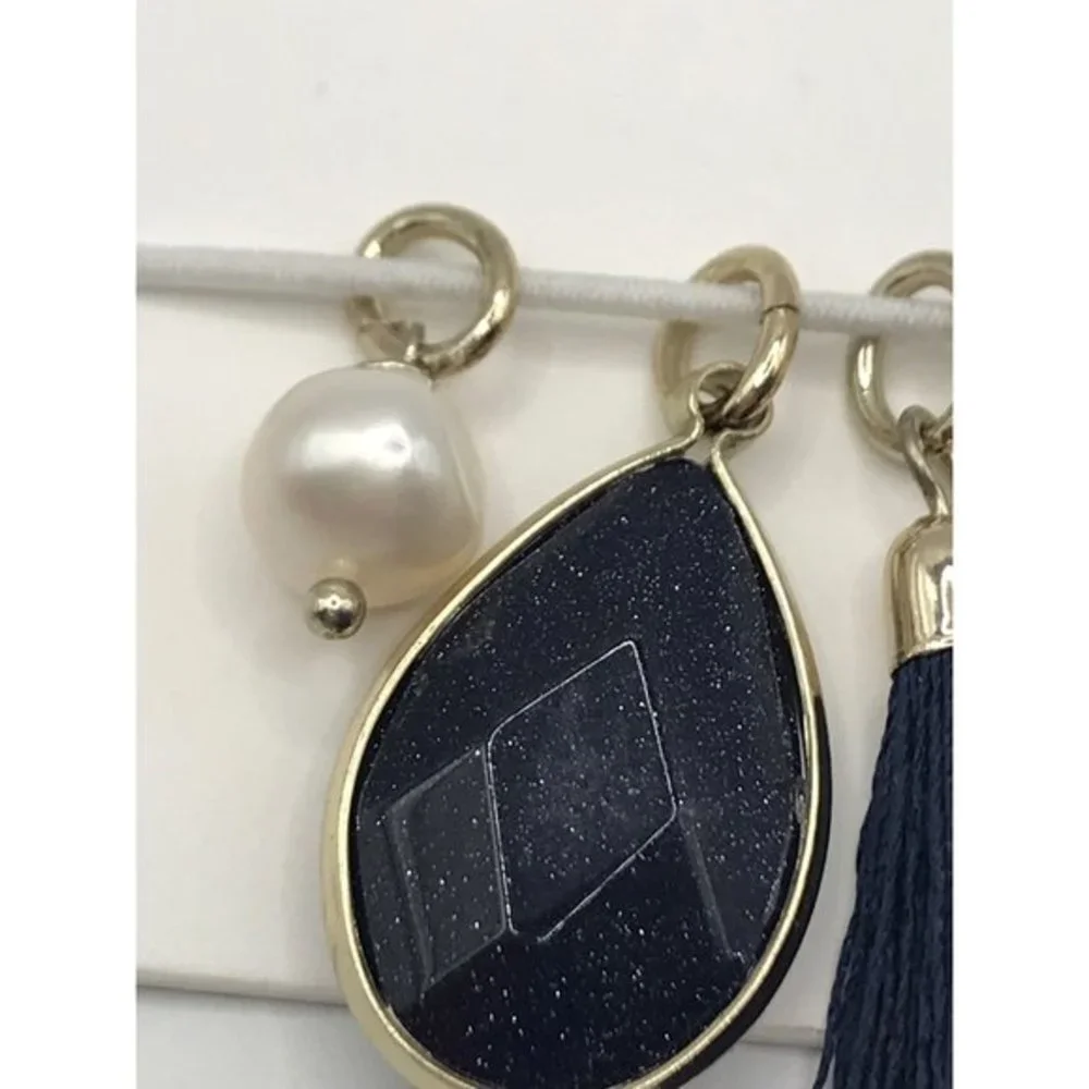Ann Taylor Loft‎ Charms Tassel pave Black crystal Leopard NWT set of 4